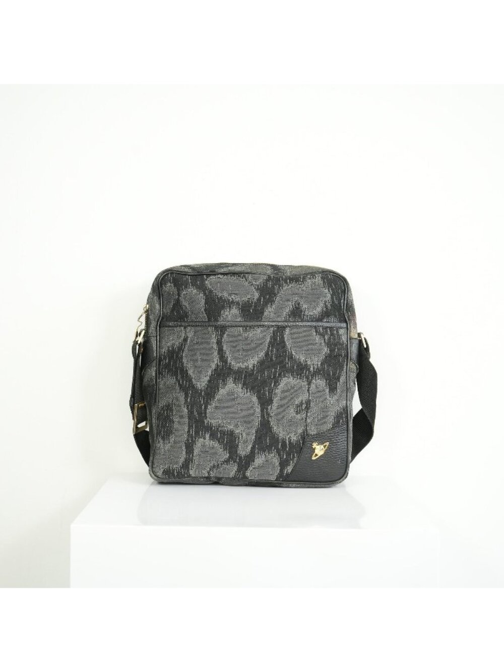 Vivienne Westwood Distinctive Black and Grey Leopard Pattern Crossbody Bag